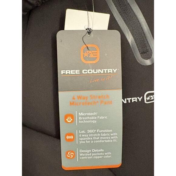 Free Country Mens Black Microtech Activewear Pants Size Medium NWT 4 Way Stretch - Picture 5 of 8